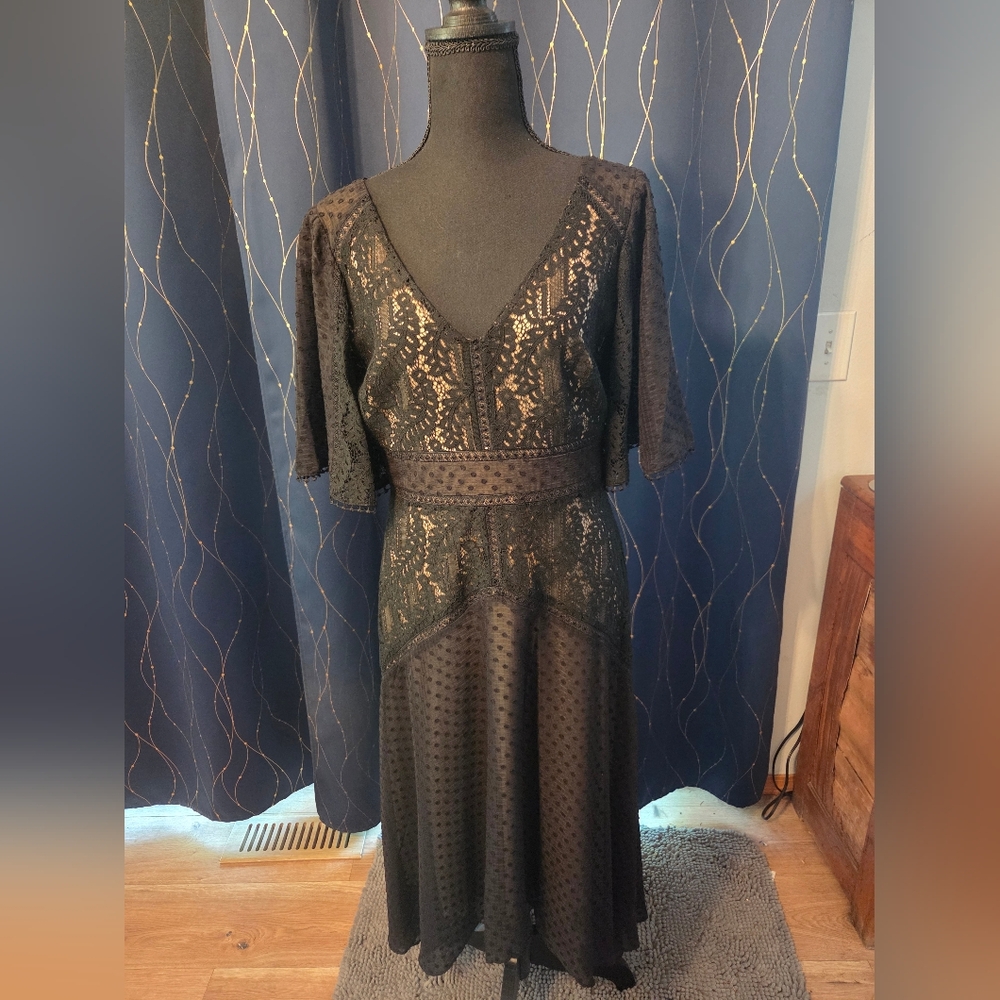 Taylor Black Lace Long Sleeve Dress